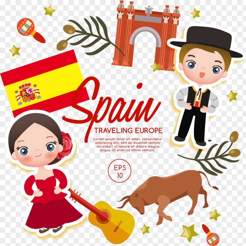 Spain Euclidean Illustration PNG Illustration, Spanish boy girl, illustration clipart PNG