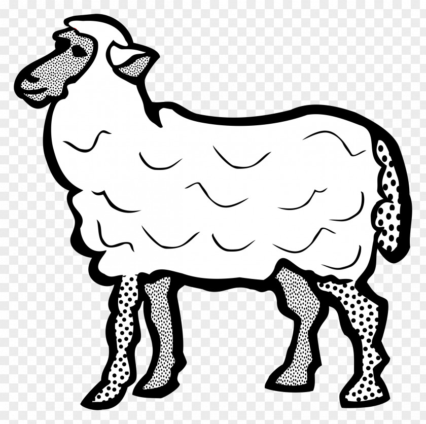 Cartoon Sheep Cotswold Line Art Drawing Clip PNG