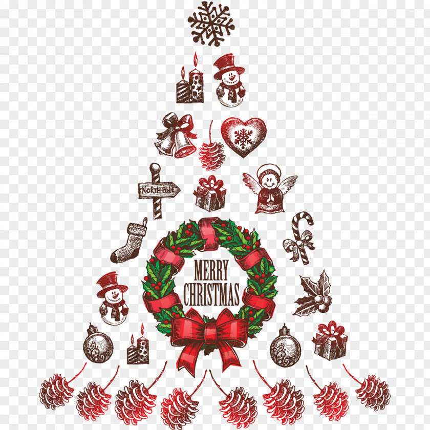 Christmas Tree Santa Claus Day Sticker Decoration PNG