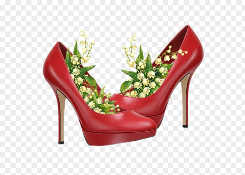 Red High Heels Lily Of The Valley PNG