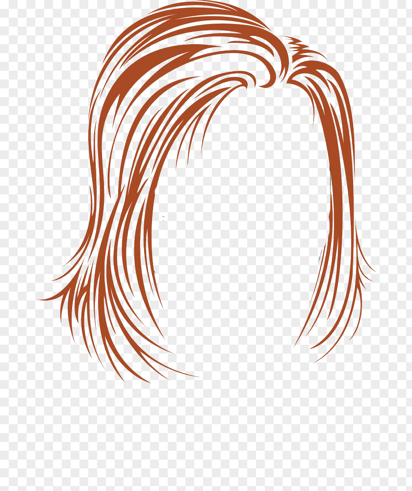 The Lady In Long Hair Line Red Illustration PNG