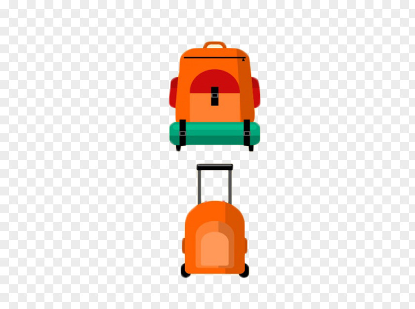 Simple Orange Cartoon Plane Luggage Backpacking Hiking Travel Baggage PNG