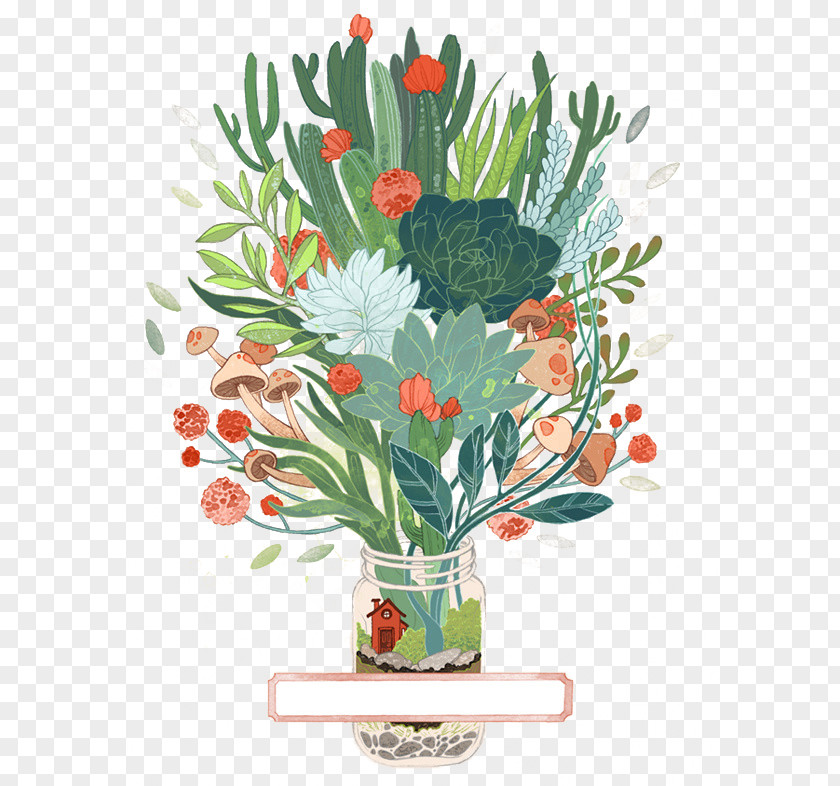 Vase Plant Drawing Printmaking Art Watercolor Painting Illustration PNG