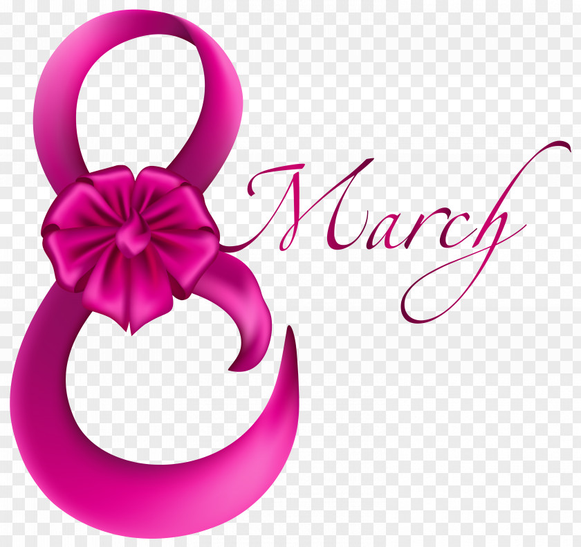 March 8 Pink With Bow Clipart Image Clip Art PNG