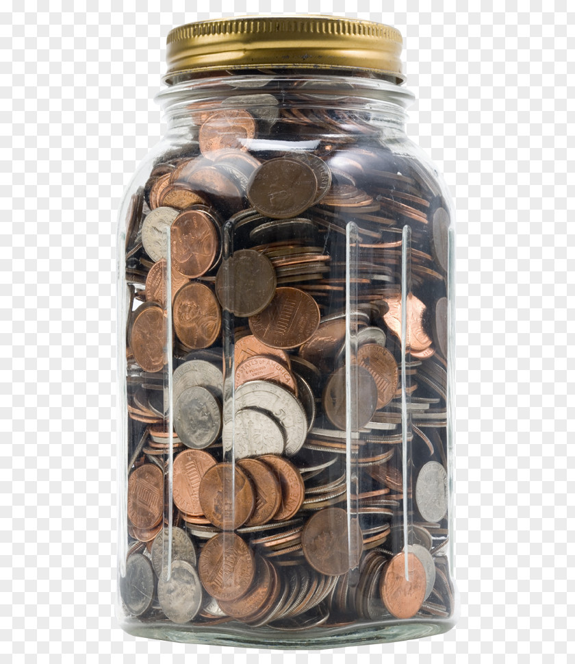 Packed In A Jar Of Coins Penny Coin Piggy Bank PNG