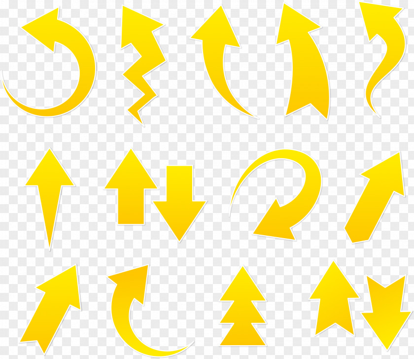 Yellow Arrows Different Directions Form Arrow Euclidean Vector Computer File PNG