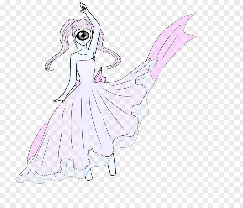 Fairy Costume Design Line Art Sketch PNG