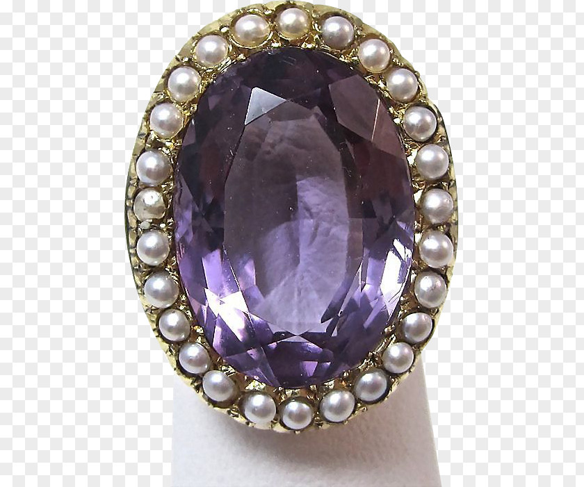 Ring Amethyst Engagement Cultured Pearl PNG