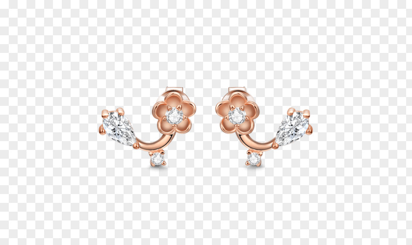 Aestheticism Peach Blossom Earring Body Jewellery Gemstone Gold PNG