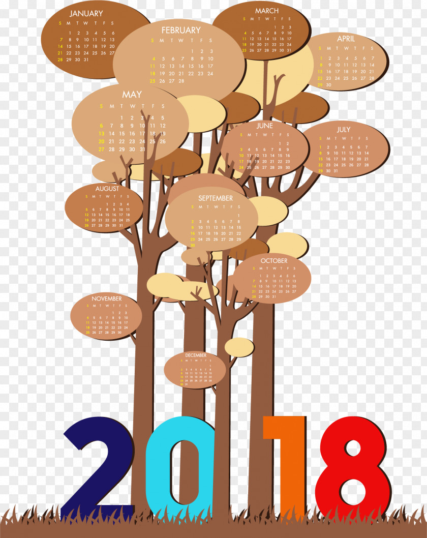 Creative Forest 2018 Calendar Template Euclidean Vector Icon PNG