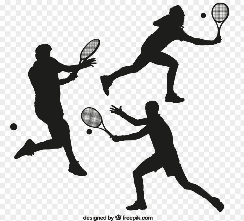 Tennis Silhouette Figures Vector Material Download Player Racket PNG