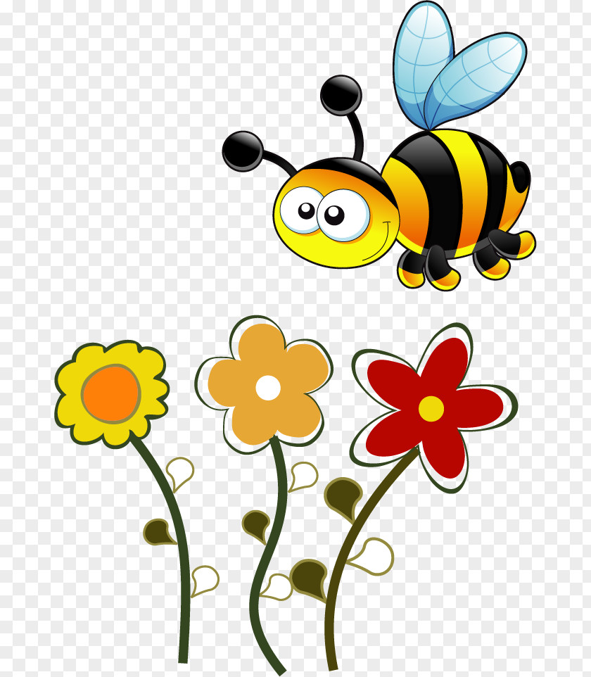 Vector Cartoon Bee Honey Concept Education Child PNG