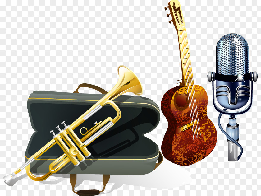 Trumpet Violin Instrument Microphone Musical Euclidean Vector PNG