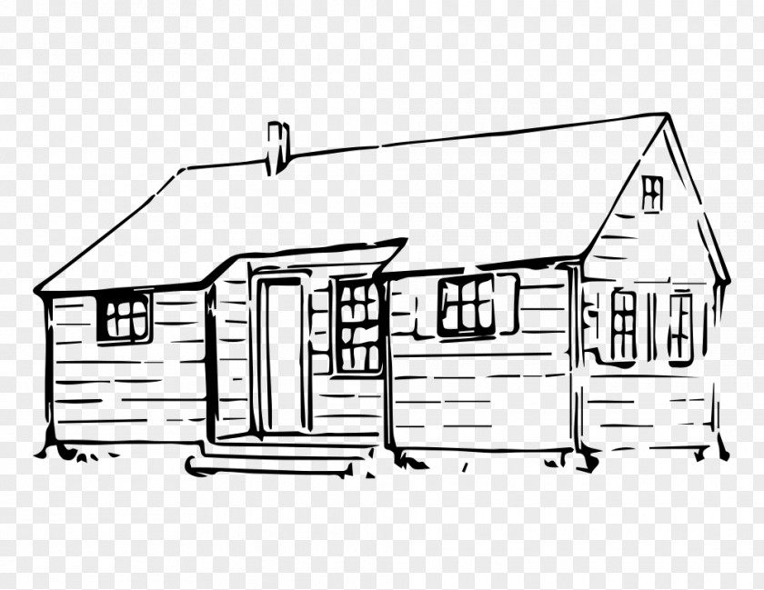 Cottage Log Cabin Line Art Clip PNG