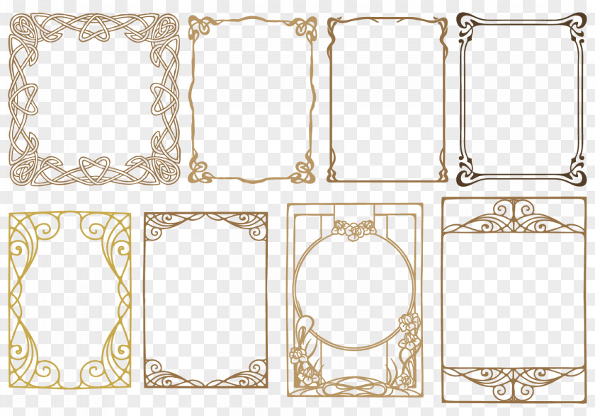 European Style Transparent Border Picture Frame Art Nouveau PNG