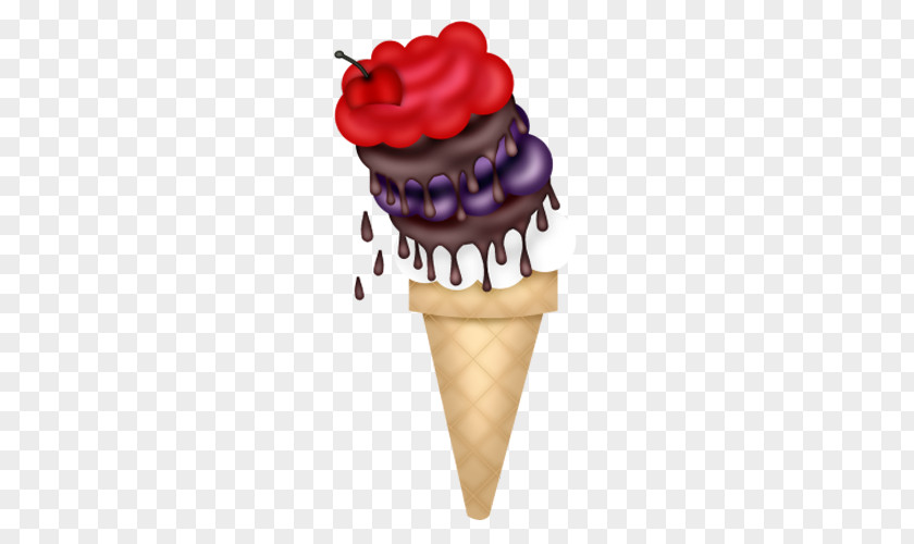 Hand-painted Sweetener Ice Cream Cone Cupcake Petit Four PNG