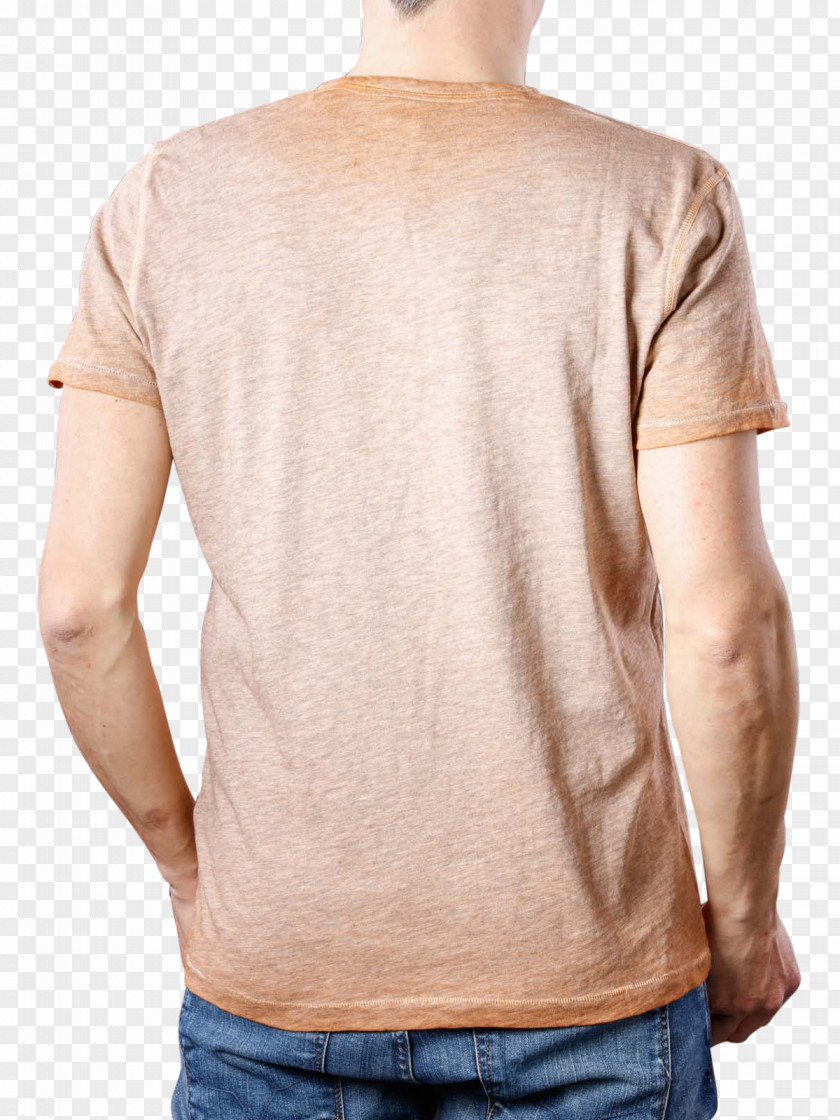 Orange T Shirt Shoulder Sleeve Beige PNG