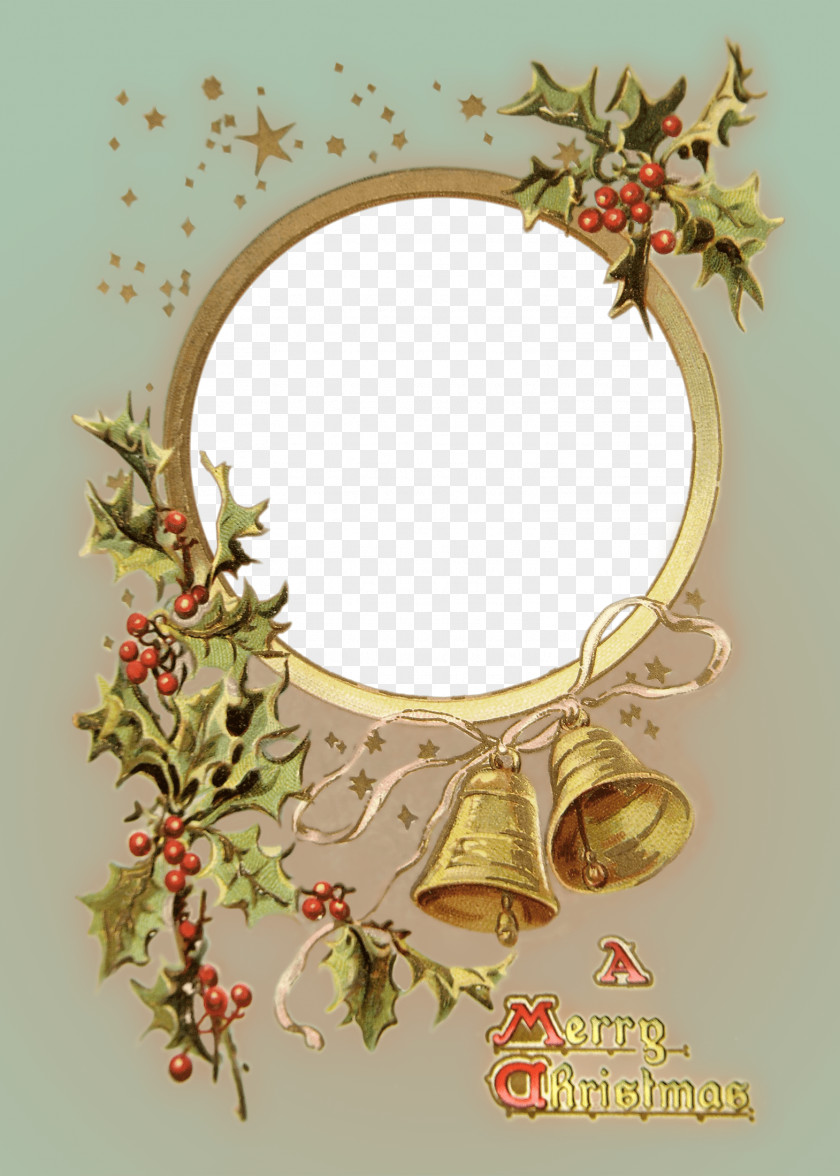 Vintage Christmas Photo Frame PNG Frame, Merry mistletoe illustration clipart PNG