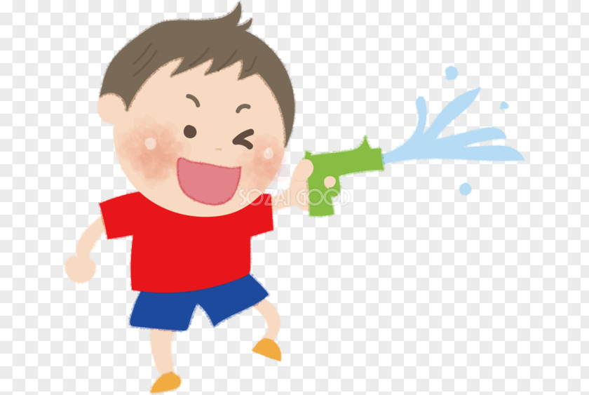 Boy Illustration Play Water Gun Game Illustrator PNG