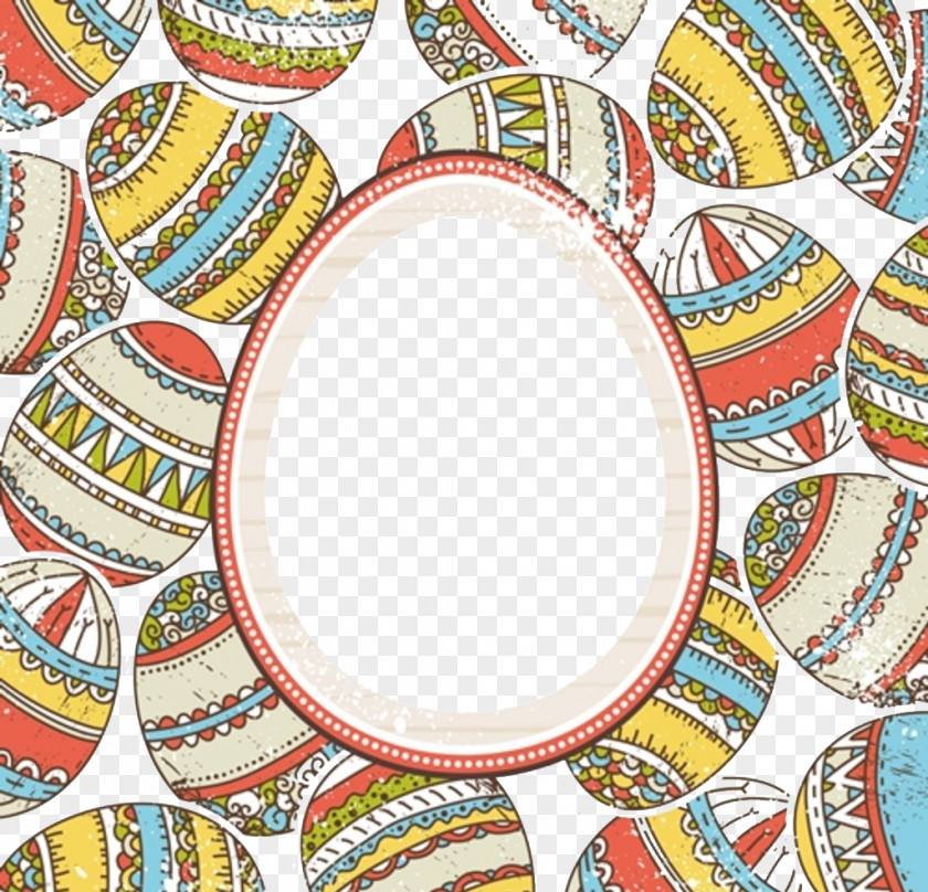 Retro Easter Egg Vector Border Pattern Bunny PNG