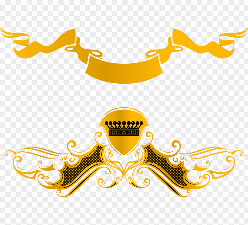 Gold Ribbon Decoration Elements Euclidean Vector Clip Art PNG