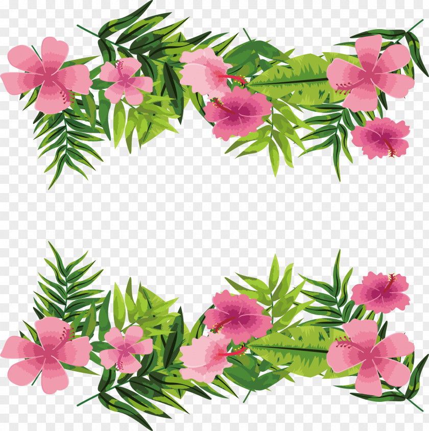 Romantic Pink Flower Decorative Frame PNG