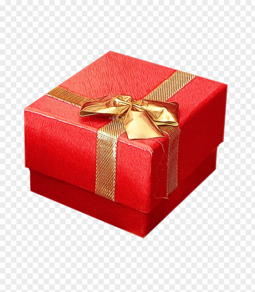 Rectangle Embellishment Present Red Ribbon Gift Wrapping Box PNG