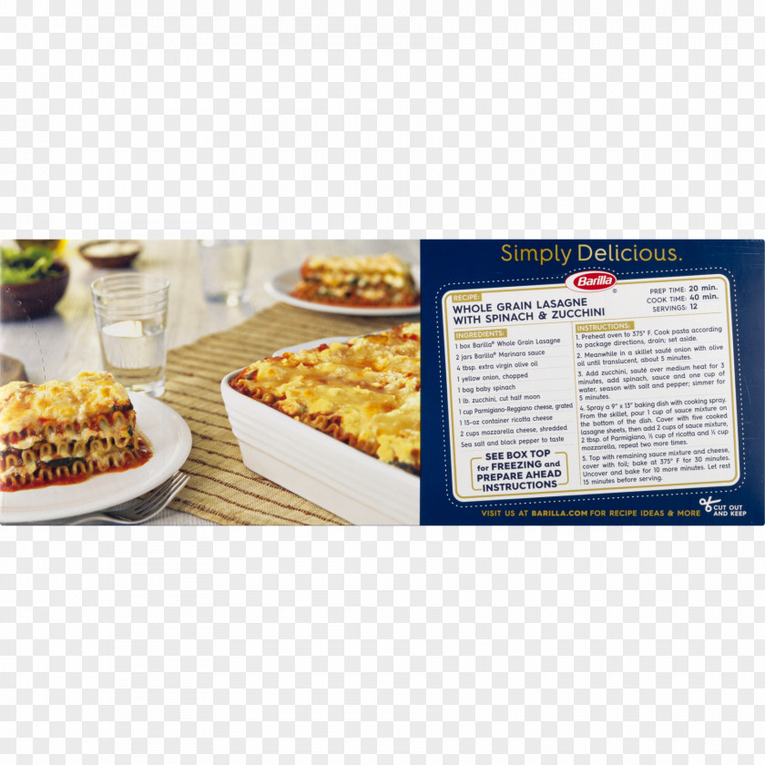 Vegetarian Cuisine Lasagne Pasta Italian Whole Grain PNG