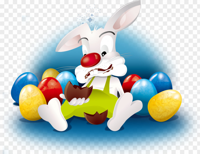 Vector Sitting Rabbit Easter Bunny Cake Egg PNG
