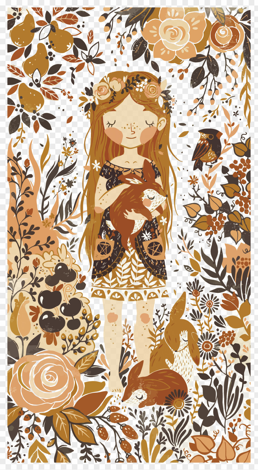 Pentacle Art Illustrator Tarot Illustration PNG Illustration, forest girl, woman illustration clipart PNG