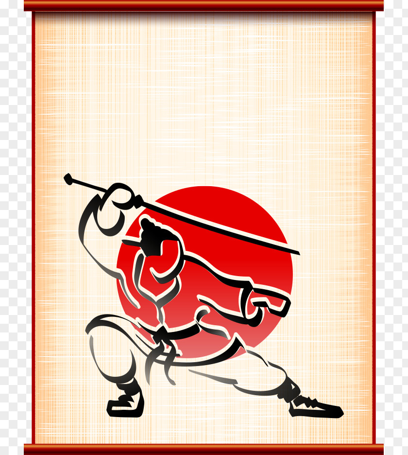 Vector Chinese Warrior Samurai Sword Katana Illustration PNG