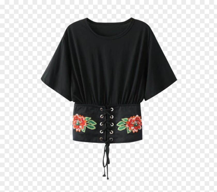 Embroidery Lace Sleeve T-shirt Blouse Clothing PNG
