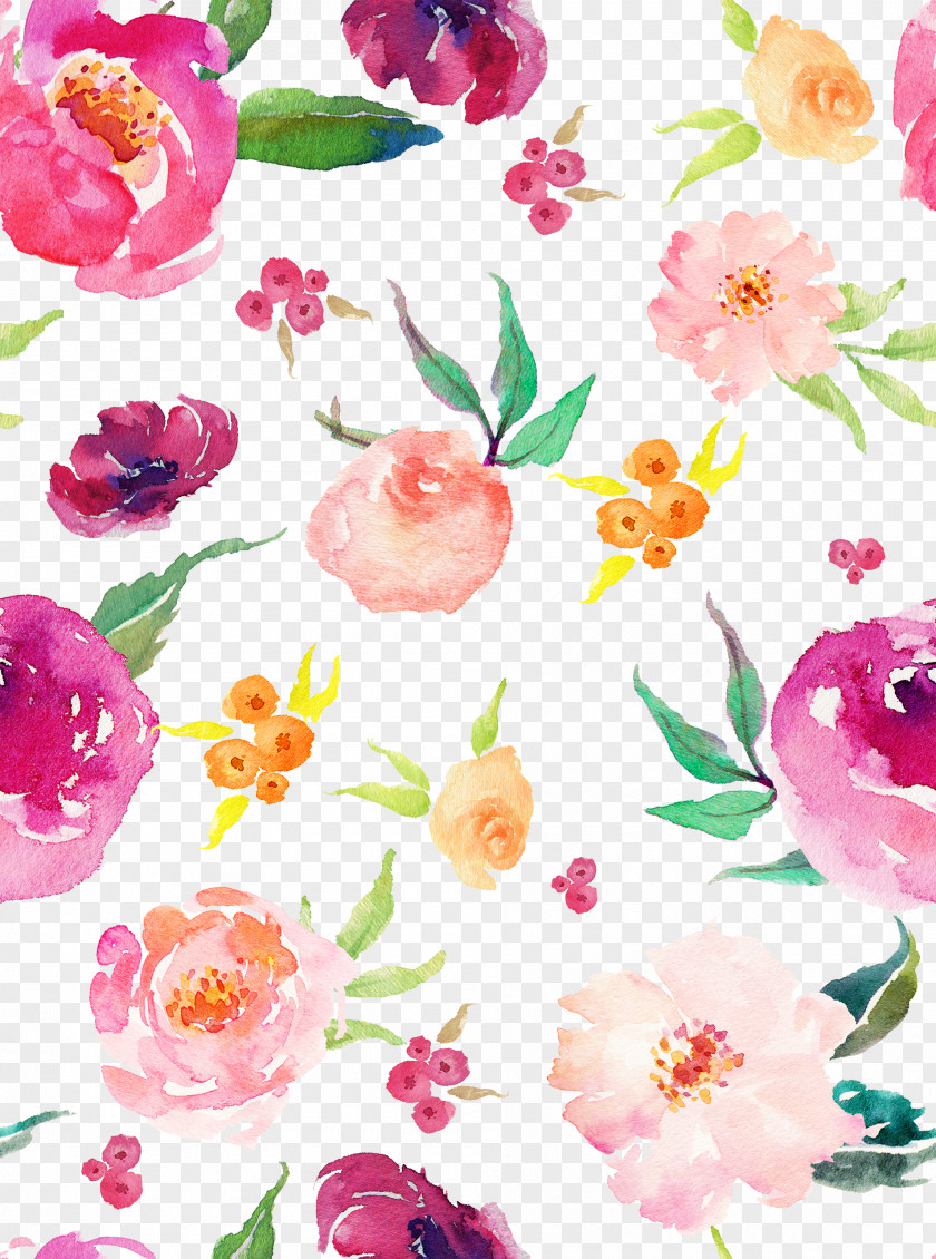 Watercolor Pink Flowers Decorative Pattern PNG pink flowers decorative pattern clipart PNG