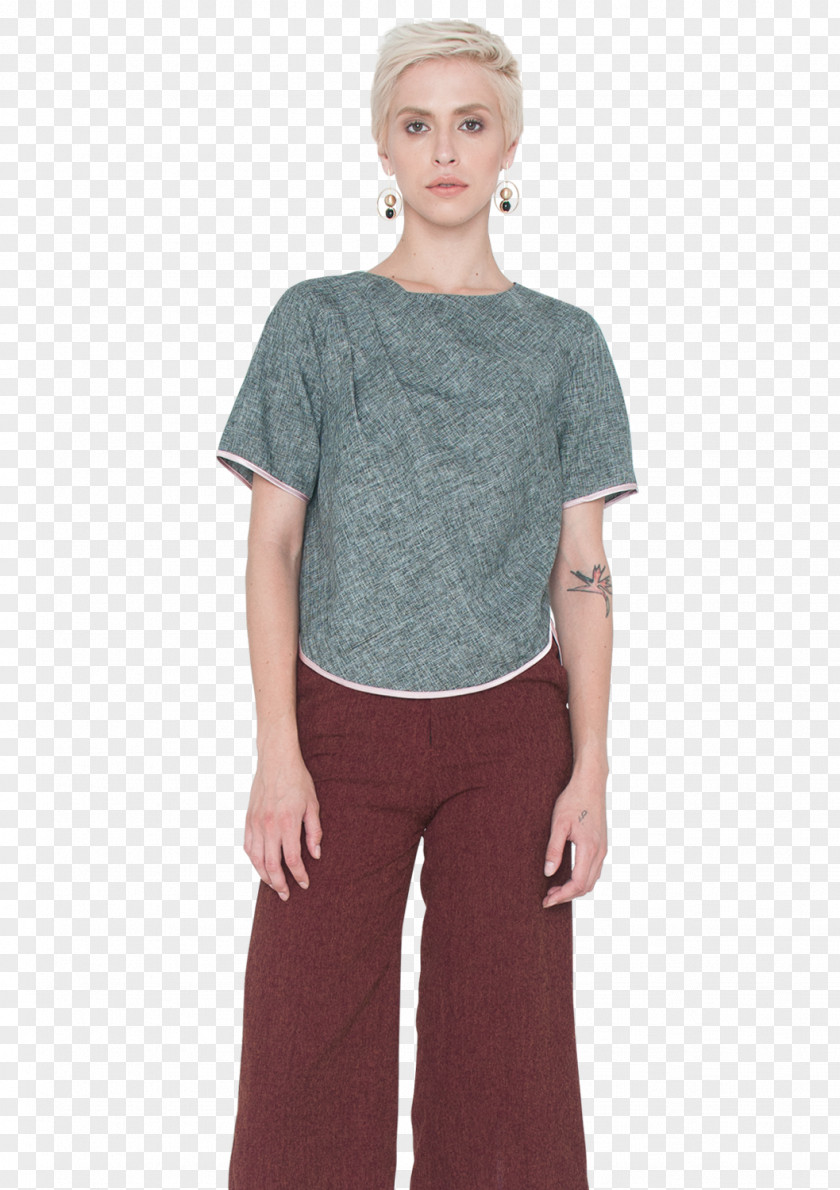 T-shirt Sleeve Tuck Blouse Piping PNG