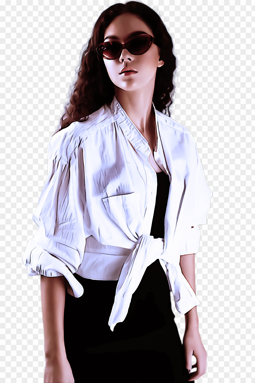 Blouse Fashion Clothing White Shoulder Eyewear Outerwear PNG