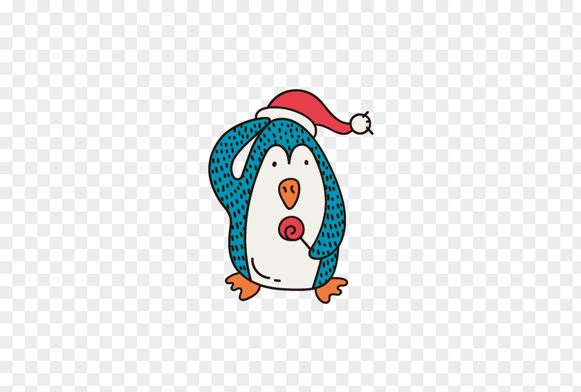 Penguin Wearing Christmas Hats Card Santa Claus PNG
