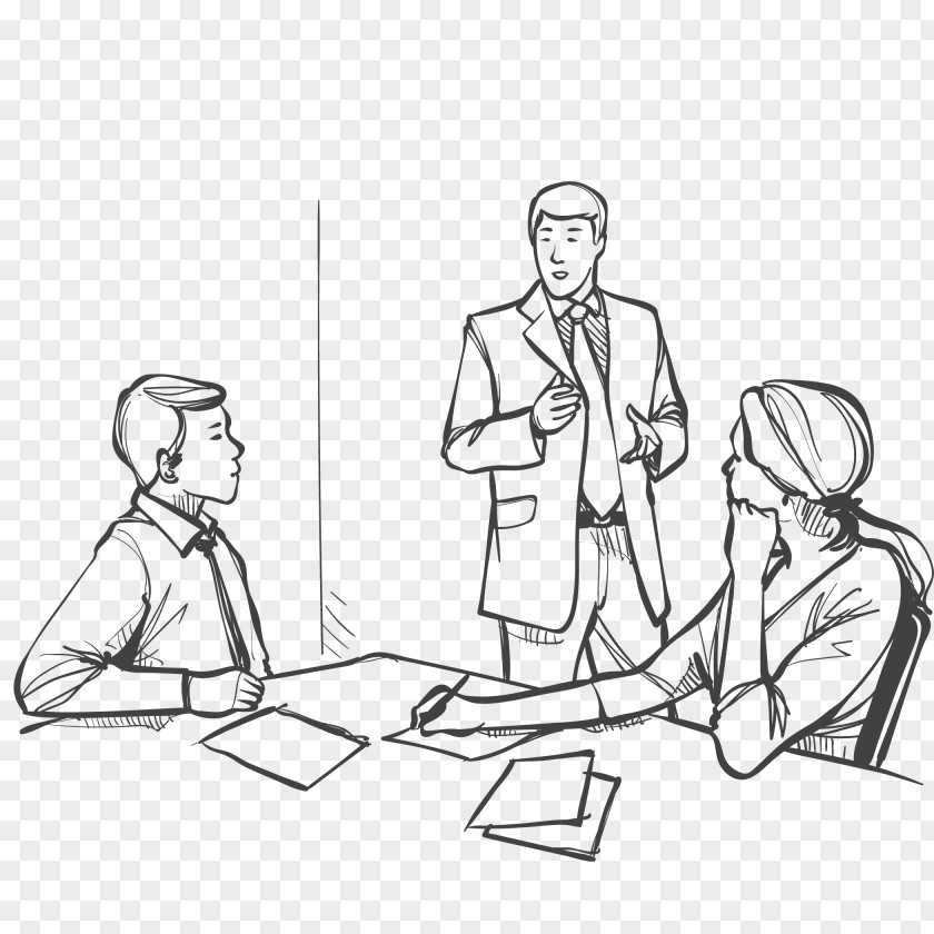 Vector Illustration Of Business Meeting Drawing PNG