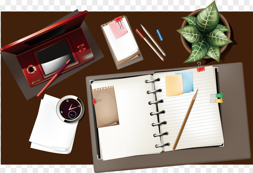 Vector Table Stationery Notebook PNG