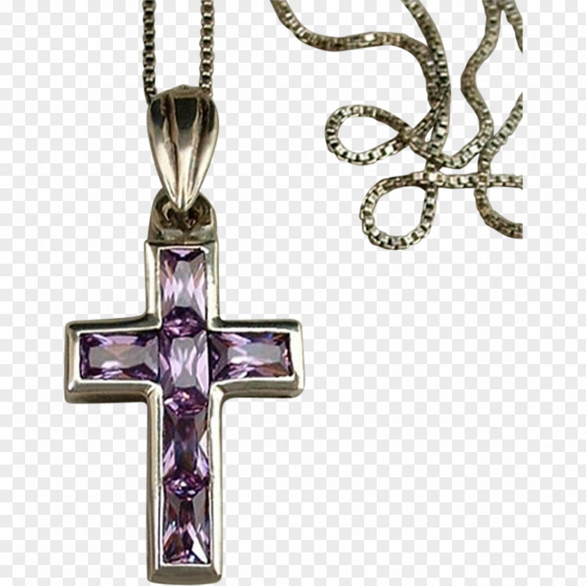 Gemstone Cross Necklace Amethyst Charms & Pendants PNG