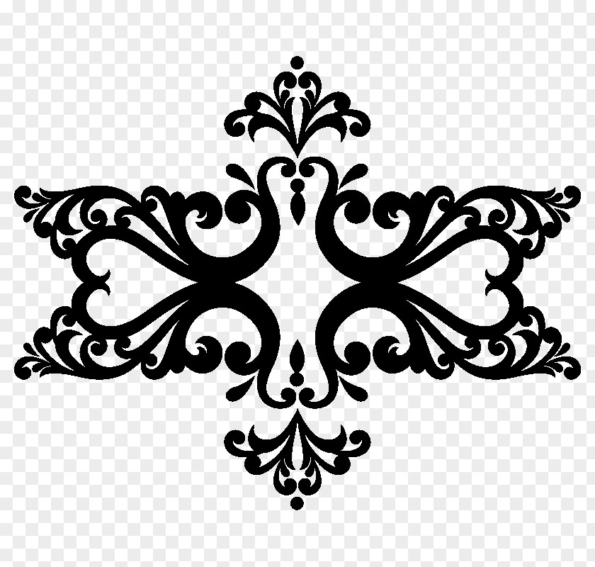 Baroque Pattern Flower Line Black M Clip Art PNG
