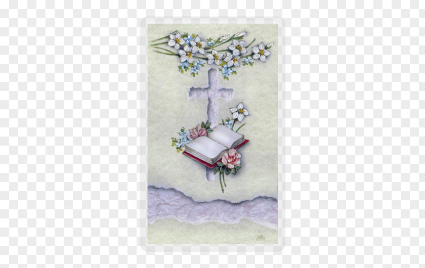 Cross And Bible Memorial Symbol Holy Card PNG