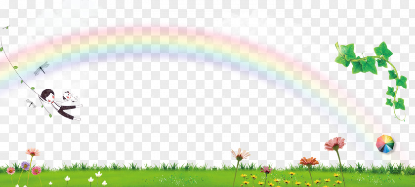 Rainbow Green Background Poster Fundal Cartoon PNG