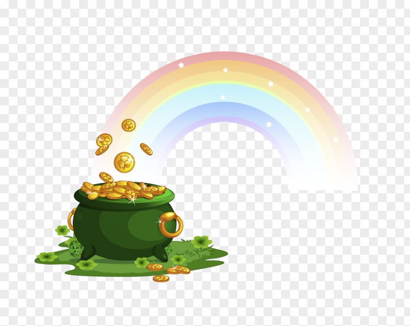 Vector Gold Rainbow Leprechaun Saint Patricks Day Illustration PNG
