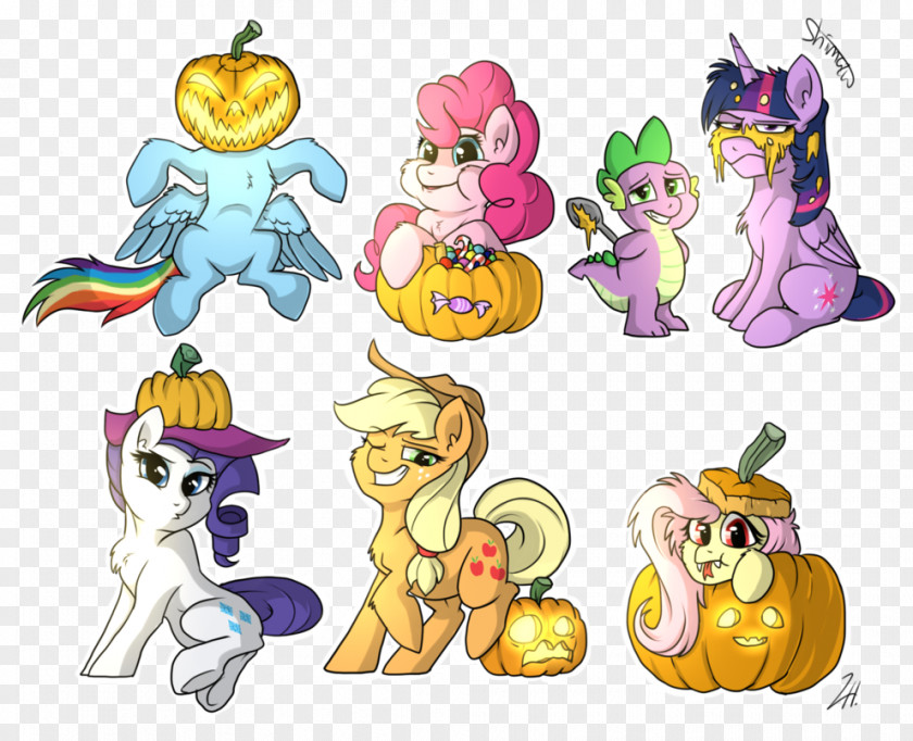 Halloween Power Ponies Pony Rainbow Dash Princess Luna Spike PNG