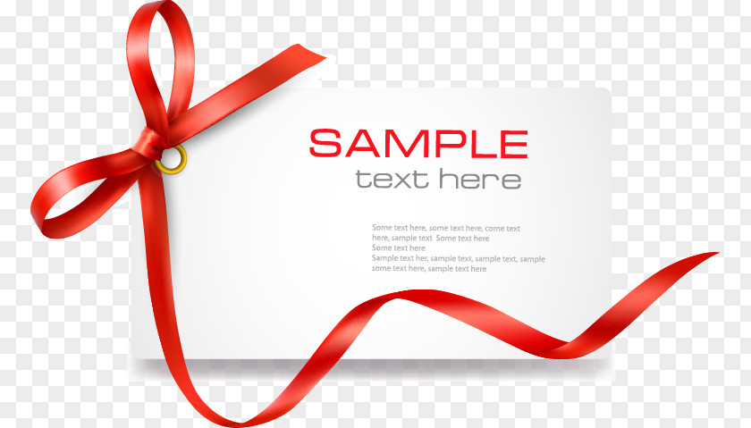 Red Bow Line Card Template Coupon Gift Clip Art PNG