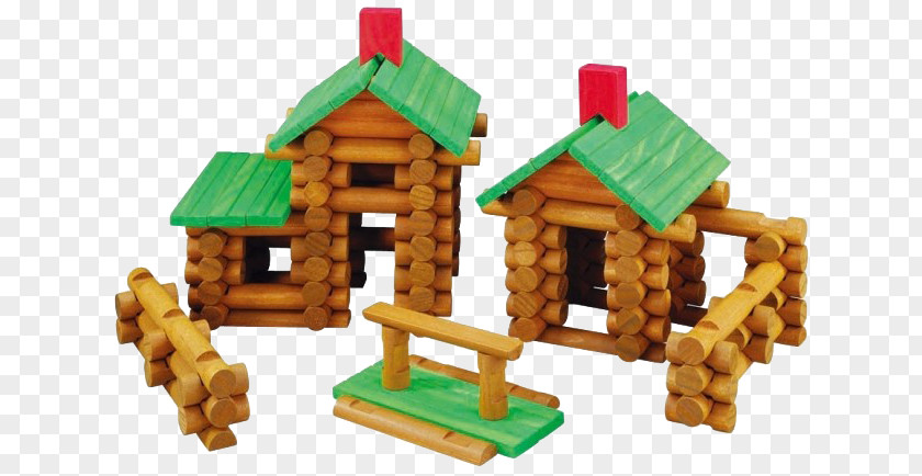 Bricks Piled Cabin Lincoln Logs Building Lumber Construction Set Toy PNG