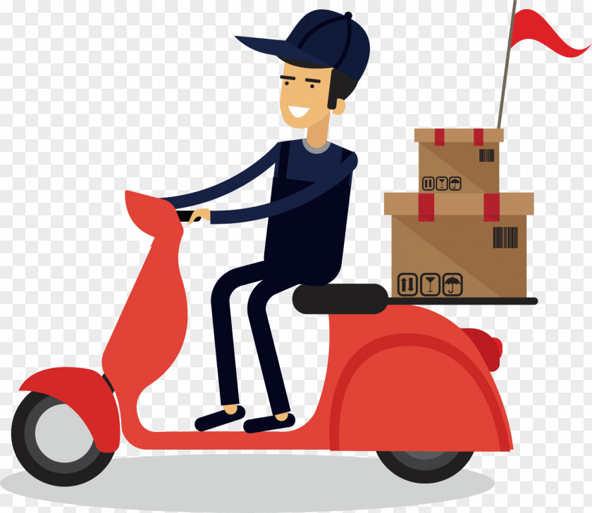 Motorcycle Decoration Vector Material Courier Delivery SF Express PNG