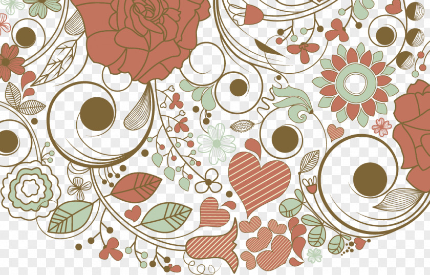 Painted Lines Flower Pattern PNG