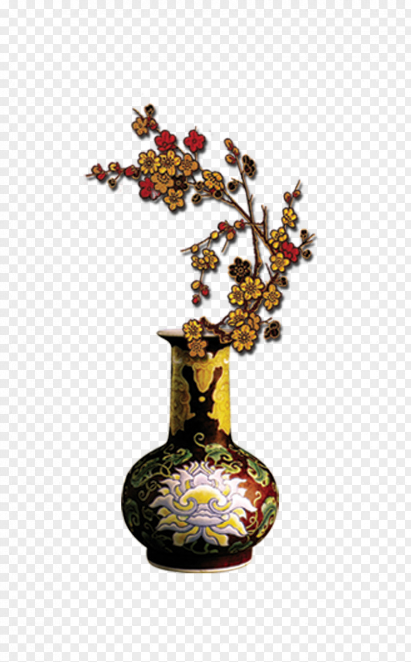 Porcelain Plum Vase Chinese New Year PNG