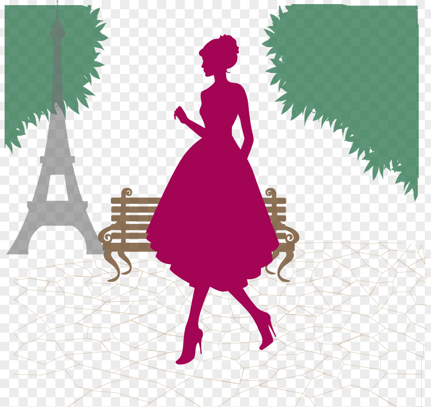 The Elegant Paris Woman Silhouette Photo PNG